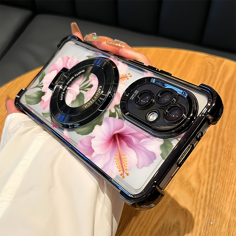 Oppo A78 - 핑크 히비스커스 꽃무늬 OPPO A98 A97